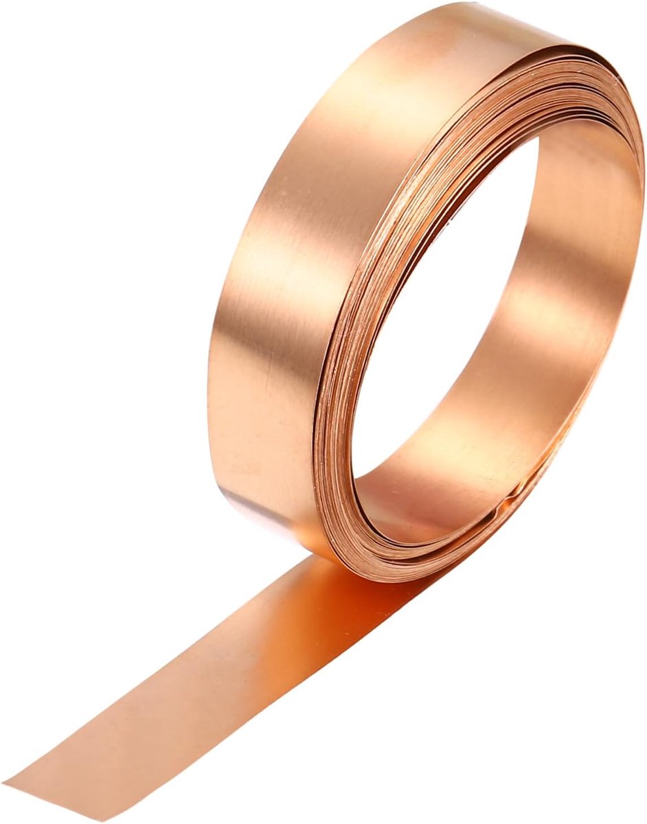 0,1mm x 10mm x 4000mm koperfolierol, 99,9% puur koperstrip blikvanger metaalfolieplaat voor DIY-project sieraden maken elektrische reparatie