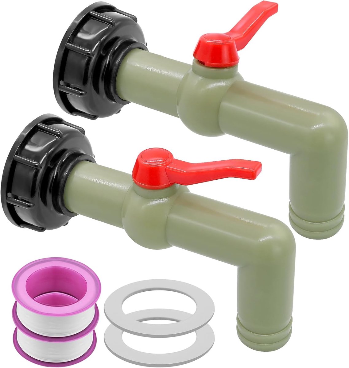 2 stuks, IBC-adapter, S60 x 6, grove schroefdraad, IBC-tank-accessoires, 1 inch waterkraan, kogelkraan voor 1000 liter, IBC-container, waterreservoir, regenton, 32 mm (DN40/50