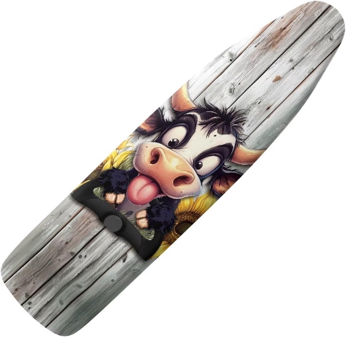 Zachte strijkplankhoes met klittenband en klittenband, antislip ademende polyester spandex hoezen, 140 x 40 cm, koe zonnebloem houtnerf