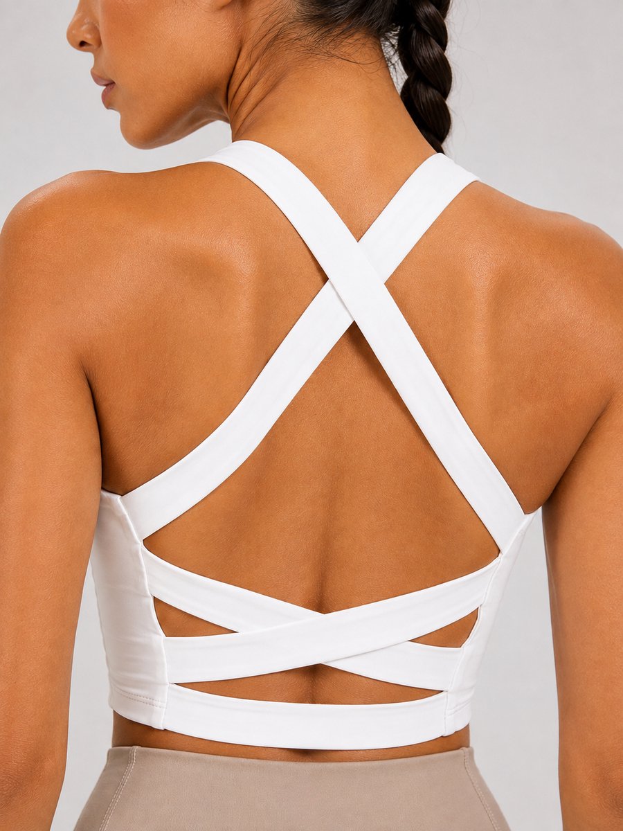 SparkNine Sculptactive sporttop - met ingebouwde sportbeha - verwijderbare pads - XL - wit - high impact ondersteuning - kruisrug - ademend & stijlvol