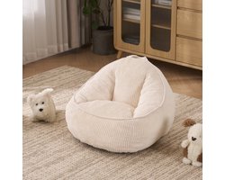 Pugsdrly Zitzak, zachte pluche zitzak, comfortabele zitzak, geschikt voor speelkamer, leeshoek, woonkamer en kinderkamer, voor jongens en meisjes – klein (beige)
