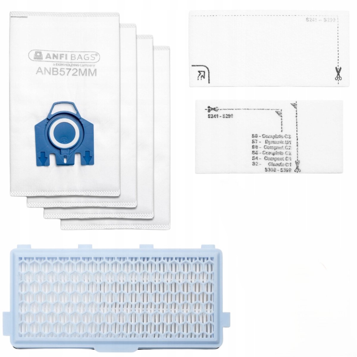 AreoSe - Stofzuigerzakken en filters voor MIELE C3 C2 x4 filtry x2 - 2 zakken + 2 filters