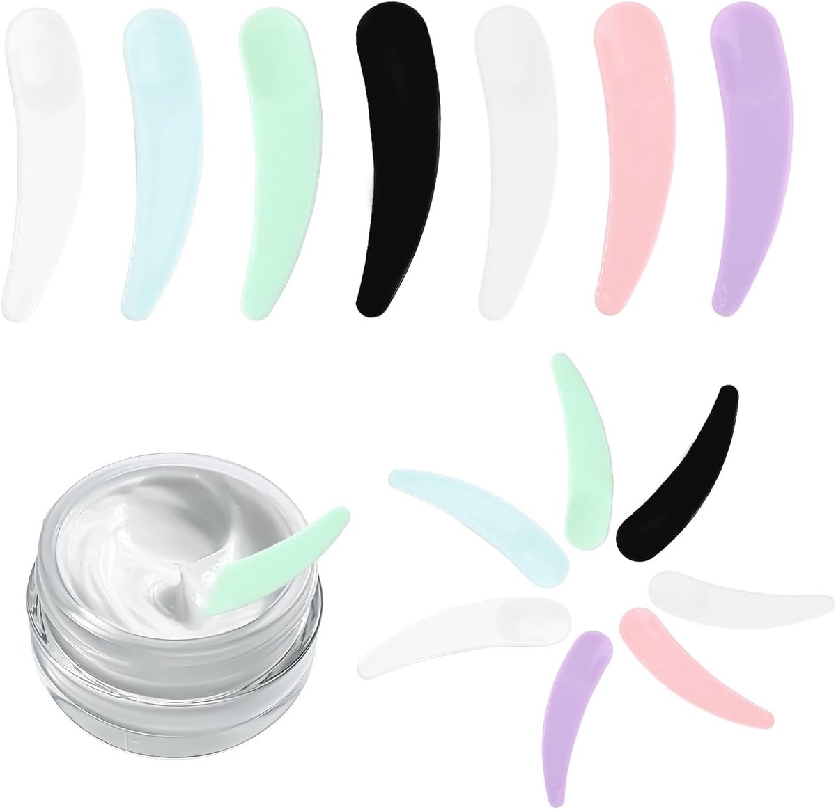 Spatels, cosmetische spatels, crème-spatel, mini cosmetische spatels, kleine cosmetische maskerschep, plastic spatels, herbruikbare spatels voor wasgel, gezichtsmasker, crème