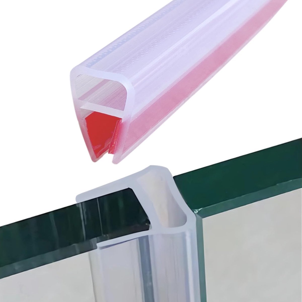 Afdichtingsstrip voor douchedeur, zelfklevende siliconen afdichting, geschikt voor douchecabines, 7-8 mm dik glas, transparant, 200 cm (8 mm)