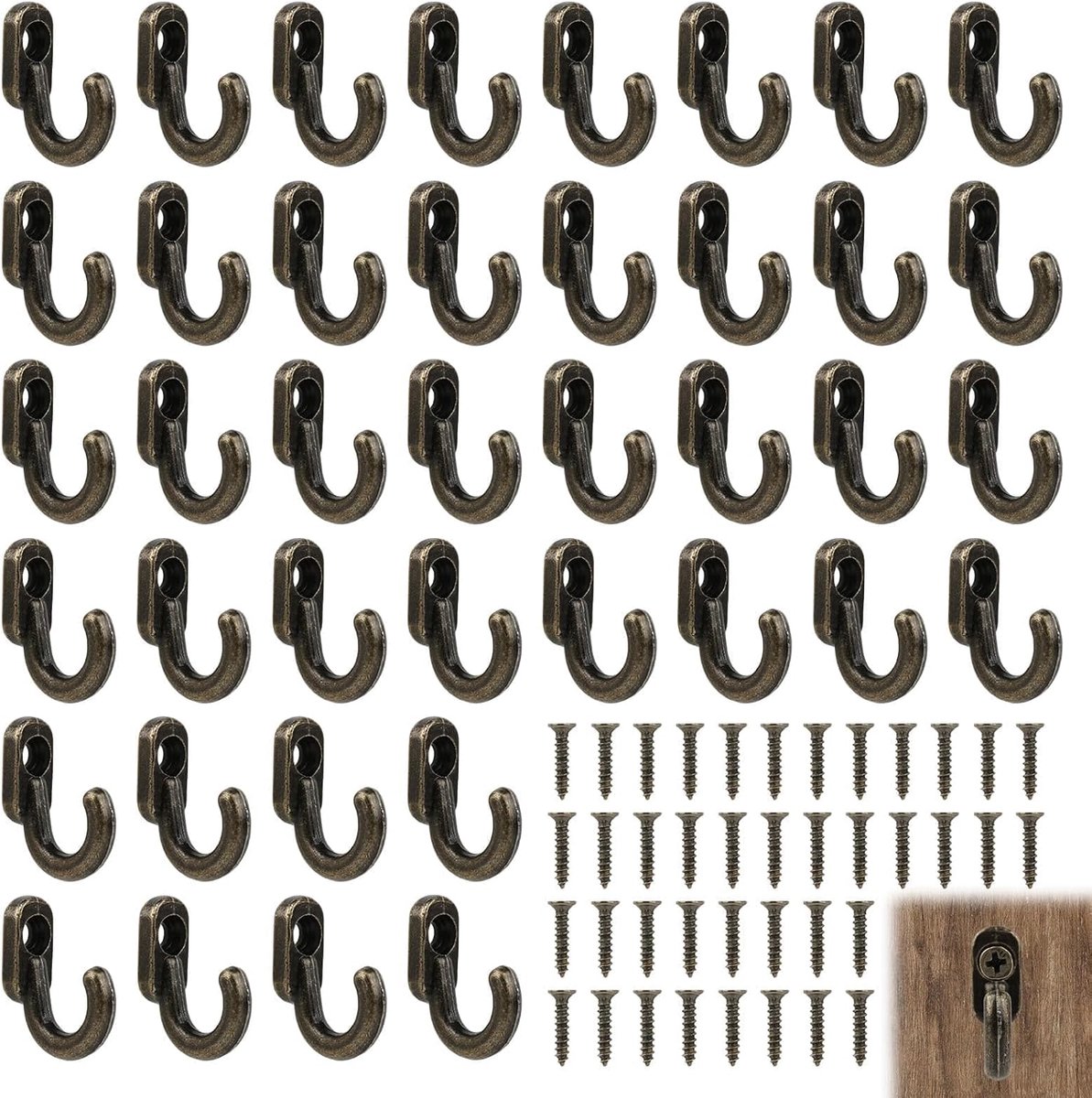 40x Mini zinklegering haken, hoogwaardige decoratieve haken voor foto's, creatieve doe-het-zelfprojecten en veelzijdige toepassingen in keuken en woonkamer - robuuste, duurzame designhaken, incl