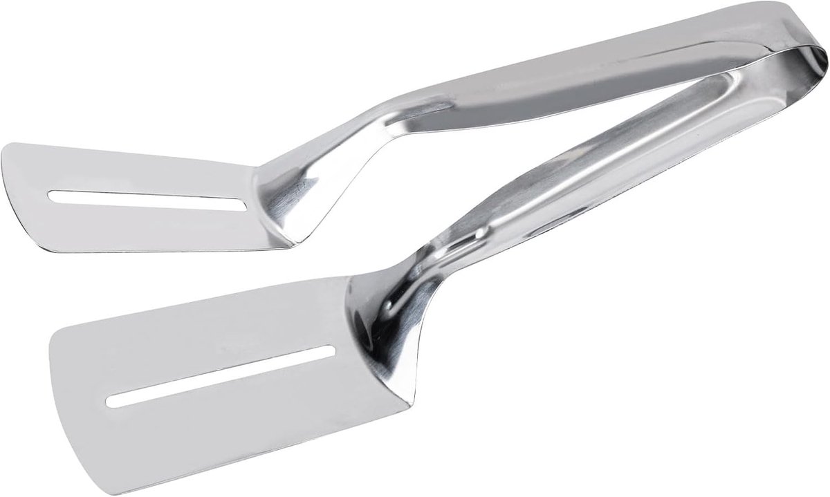 Rvs Dubbelzijdige Schepklem, 2025 Nieuwe Dubbelzijdige Spatel Multifunctionele Grillklem Spatel Grilltang voor Steak Vis Brood Keukenaccessoire
