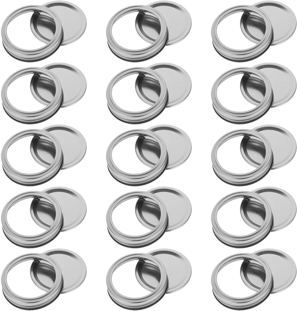 Deksels, 70 mm regelmatig mond-ijzeren inmaakpotten, afdichtingskappen, split-type weckpotten, lekvrij, glazen deksel voor Mason potten, jampotten, 15 stuks