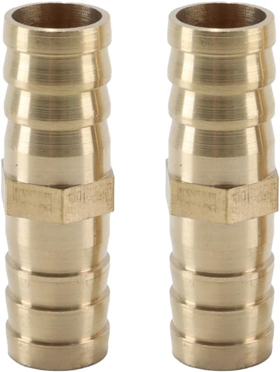 2 stuks slangconnector 14 mm messing slangverbinding rechte 2-weg pijpconnector koppeling met prikkeldraad