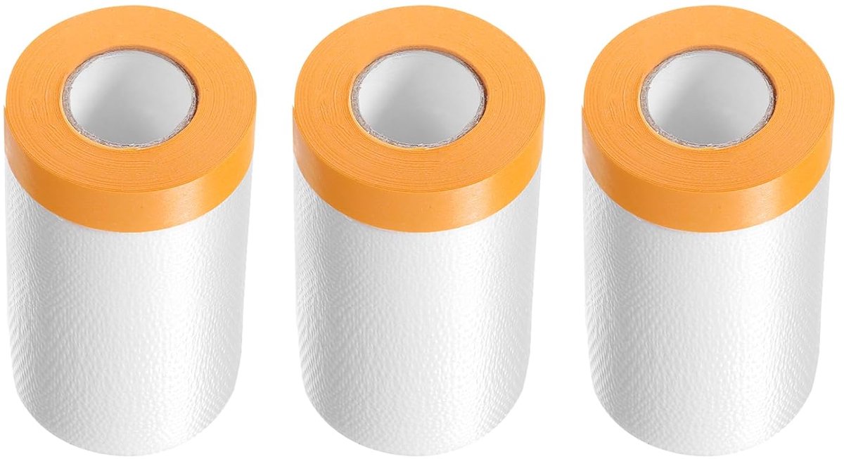 3 rollen voorklevende afdekfolie 65,6 inch x 65,6 ft kleef- en afdekfolie voor schilders kunststof afdekzeil met plakband kunststoffolie voor autolakafdekking