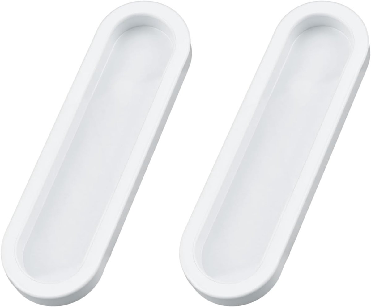 Ovale schuifdeurtrekkers met zelfklevende kleven, 2 stuks ponsvrije handgrepen van aluminiumlegering, verdiepte verzonken trekgreep voor schuifdeuren, ramen, kasten, laden (wit, 100 mm)