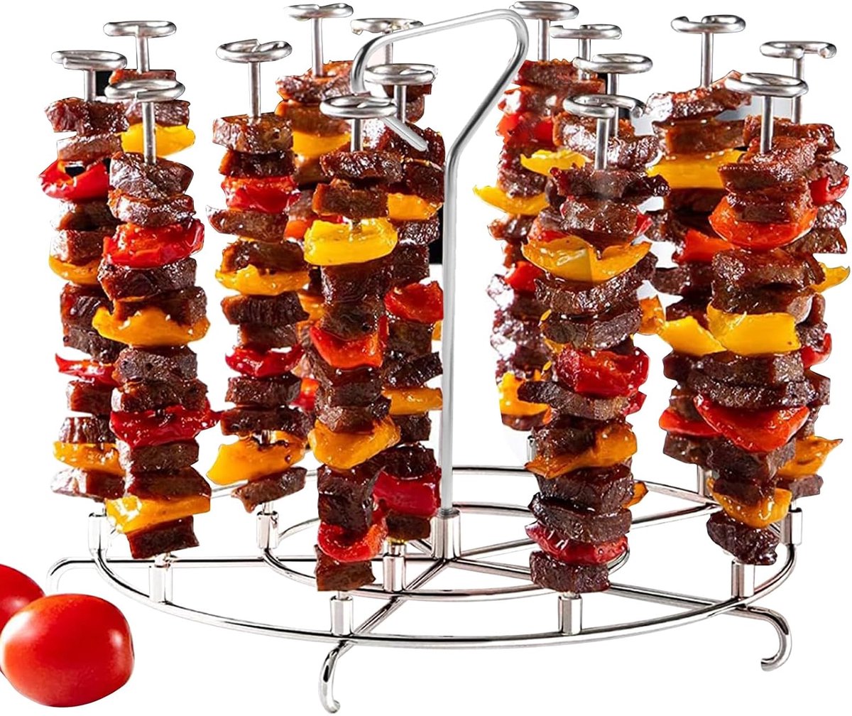 304 roestvrij stalen spiesrek, ronde brazier grill, geschikt voor het grillen van kip, rundvlees en groenten, accessoires voor lucht friteuse