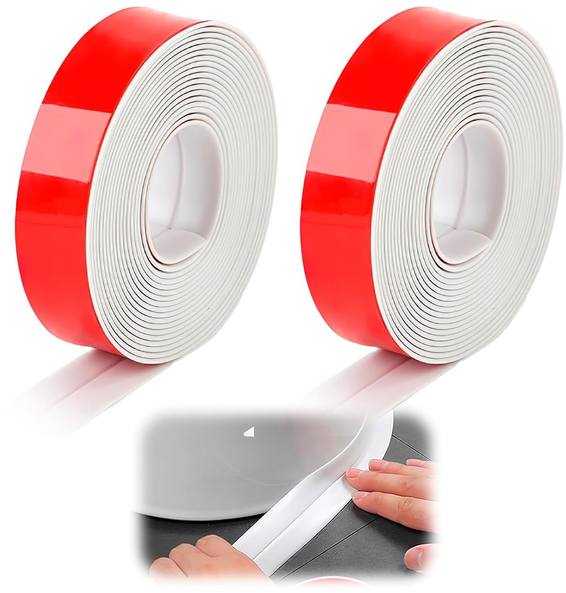 2 stuks zelfklevende afdichtingstape, waterdichte afdichtingstape, 3,2 m x 22 mm, pvc, wit, voor badkuip, douche, keuken, toilet en badkamer, schimmelbestendig en eenvoudig te bedienen, vochtig