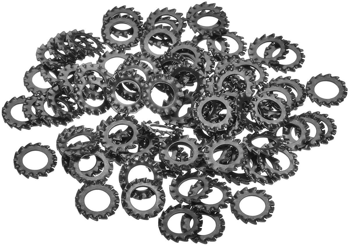Borgringen met buitenste tanden M8 van koolstofstaal voor schroeven, mechanische uitrusting, bevestigingselementen, zwart