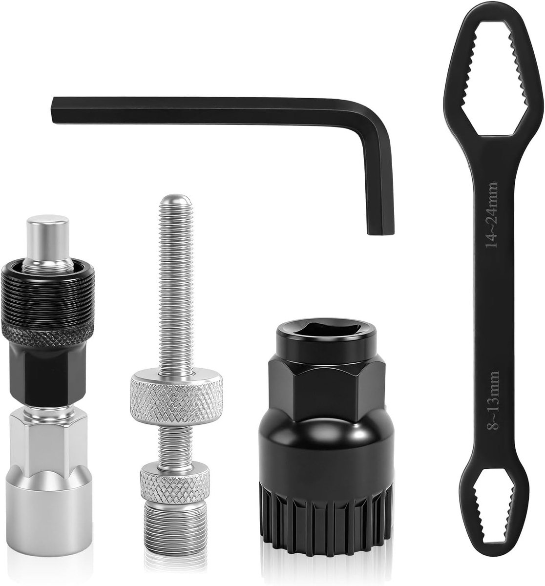fiets trapas gereedschap, fiets zwengel gereedschapset voor 16 mm sleutels, fiets binnenlager remover trekker gereedschapset met dubbele eindsleutel