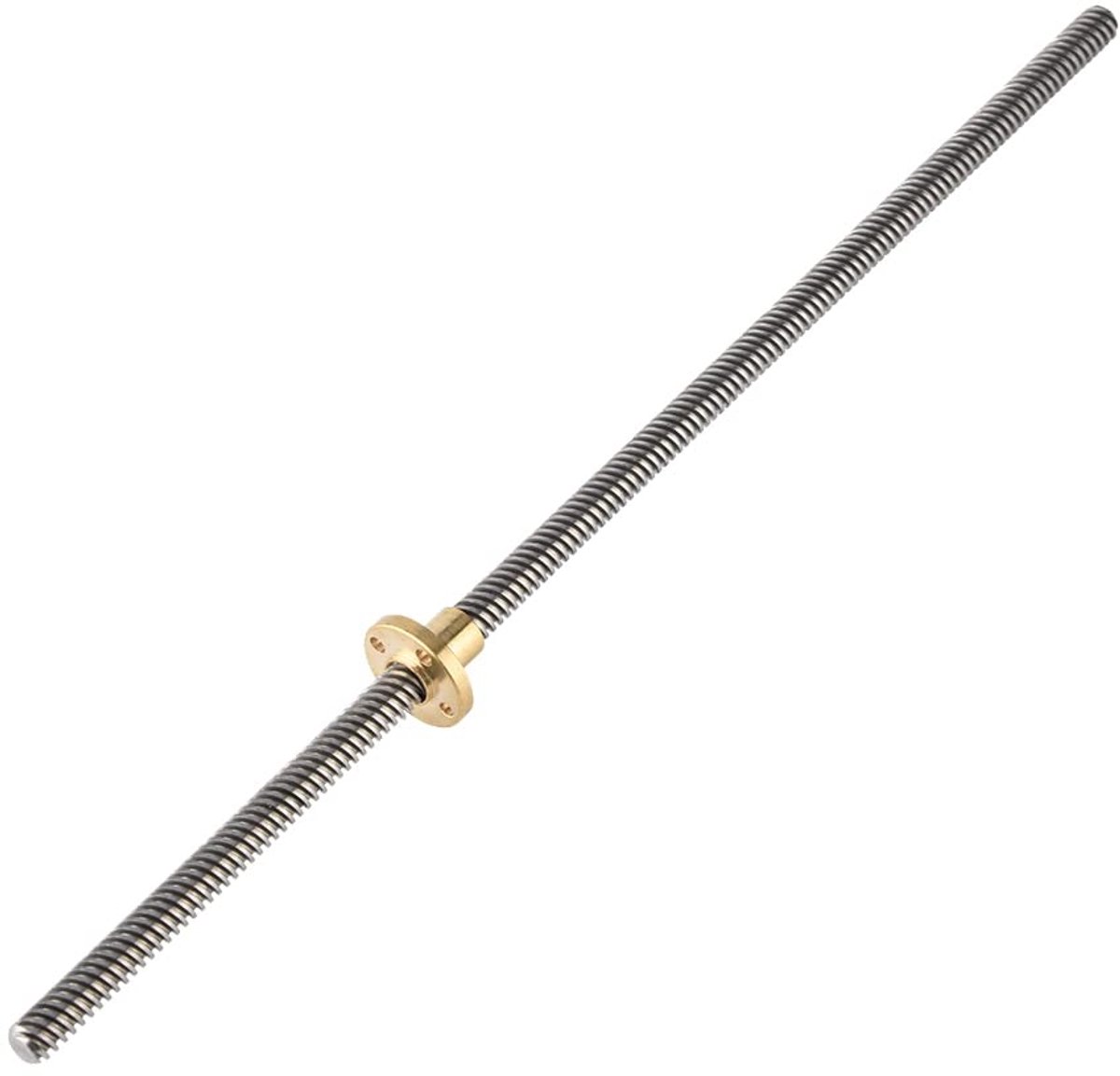 T8 Schroefdraadspil, 8 Mm Trapeziumvormige Draadspindel Draadstang Loodschroef met Moer voor 3D-printer (330 mm)
