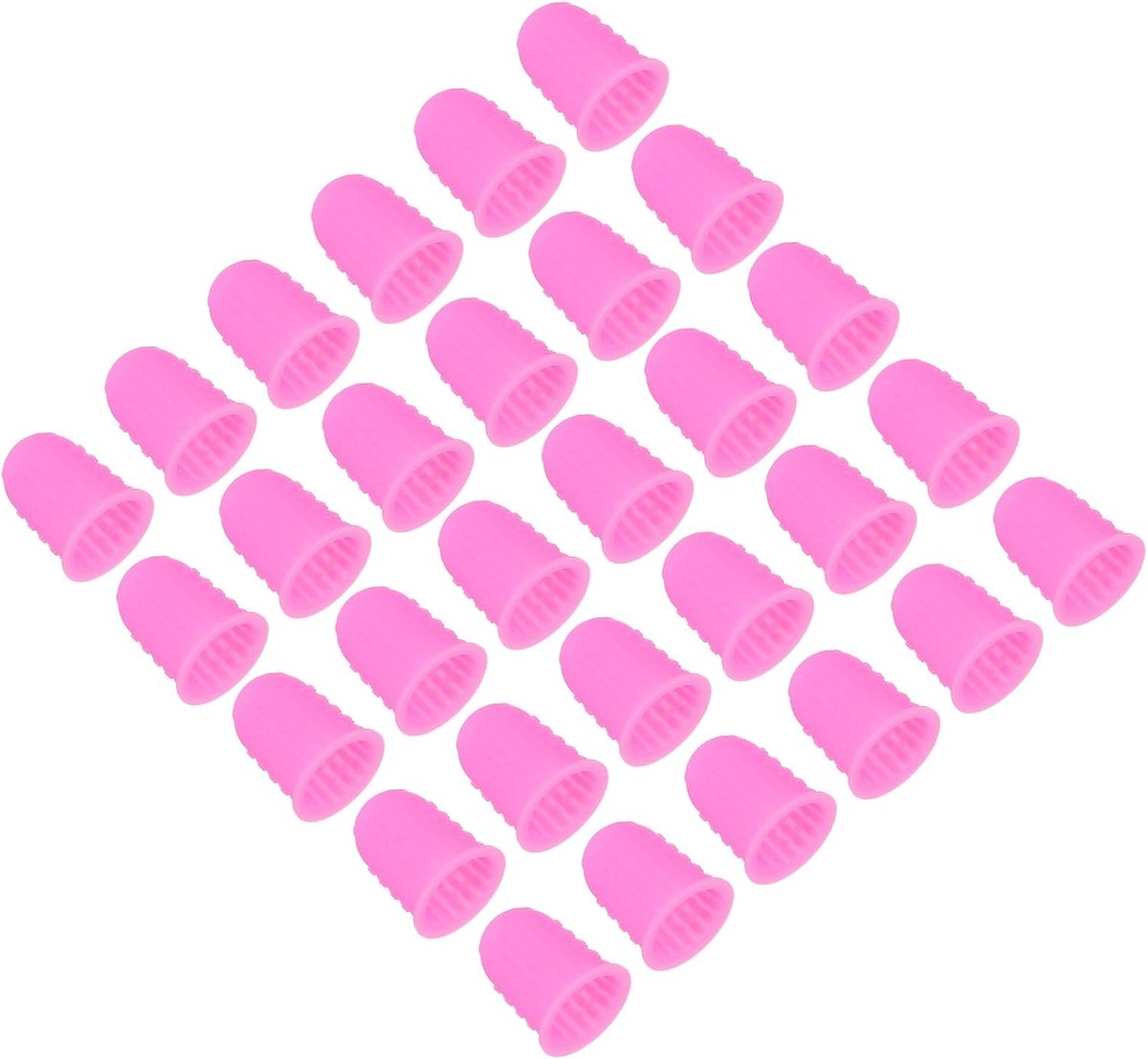 Rubberen vingertoppen, 30 stuks siliconen duimvingertopbescherming, vingerbedjes, beschermkussentjes, vingerhoedjes voor kantoor, tellen, naaien, roze, klein formaat