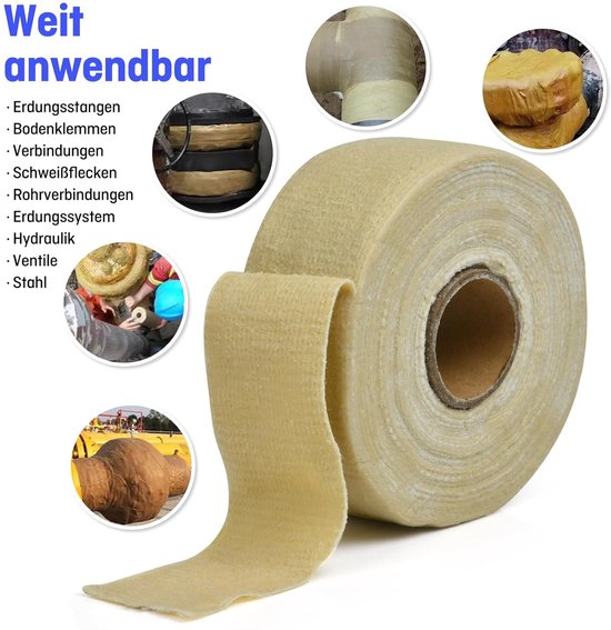 bandage, anti-corrosieband, 50 mm x 10 m, corrosiewerende tape, voor grondverbindingen, aardband, metaal, elektrische buitenondergrondbuis (50 mm x 10 m) — afbeelding 3
