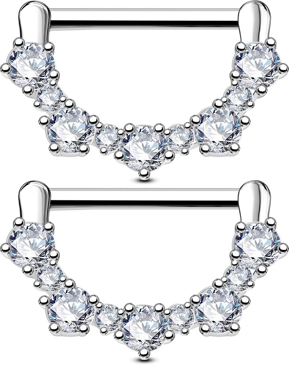 Body Piercing Nipple Piercings Bar 14G Nipple Rings 316L Stainless Steel Nipple Barbell Set 2pcs Nipple Shield Barbell Piercing Jewelry Clicker Nipple Jewellery
