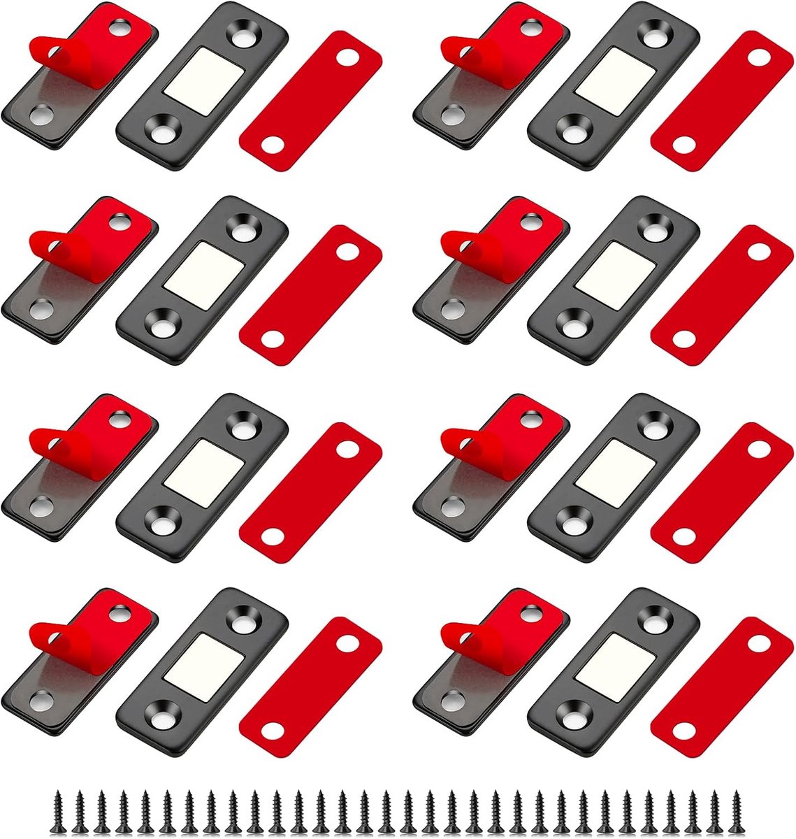 kastdeur, 8 stuks, ultradunne deurmagneet, roestvrij stalen magneten voor kasten, zelfklevende magneetsluiting voor keukenkasten, laden en kledingkasten, zwart