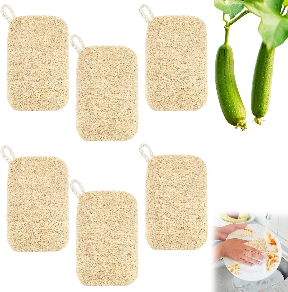 6 stuks luffa-spons, luffa-zeepbakje 9 x 14 cm, vuilwerend en oliebestendig | hoog absorberende luffaspons, luchtfaspons, zeepbakje voor badkamer, keuken, werkblad