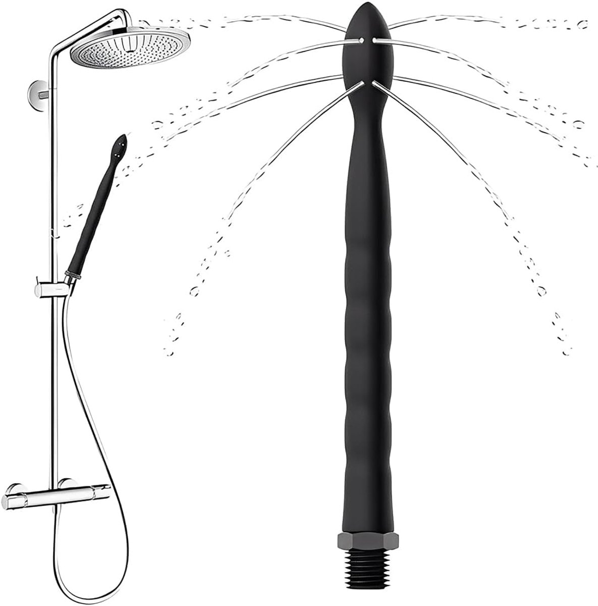1 stuk Vaginale Reiniger, Siliconen Anale Irrigator met 8 Gaten, Anale Irrigator voor Anale Reiniging van het Colonsysteem, Geschikt voor Homostellen, Mannen en Vrouwen (Zwart)
