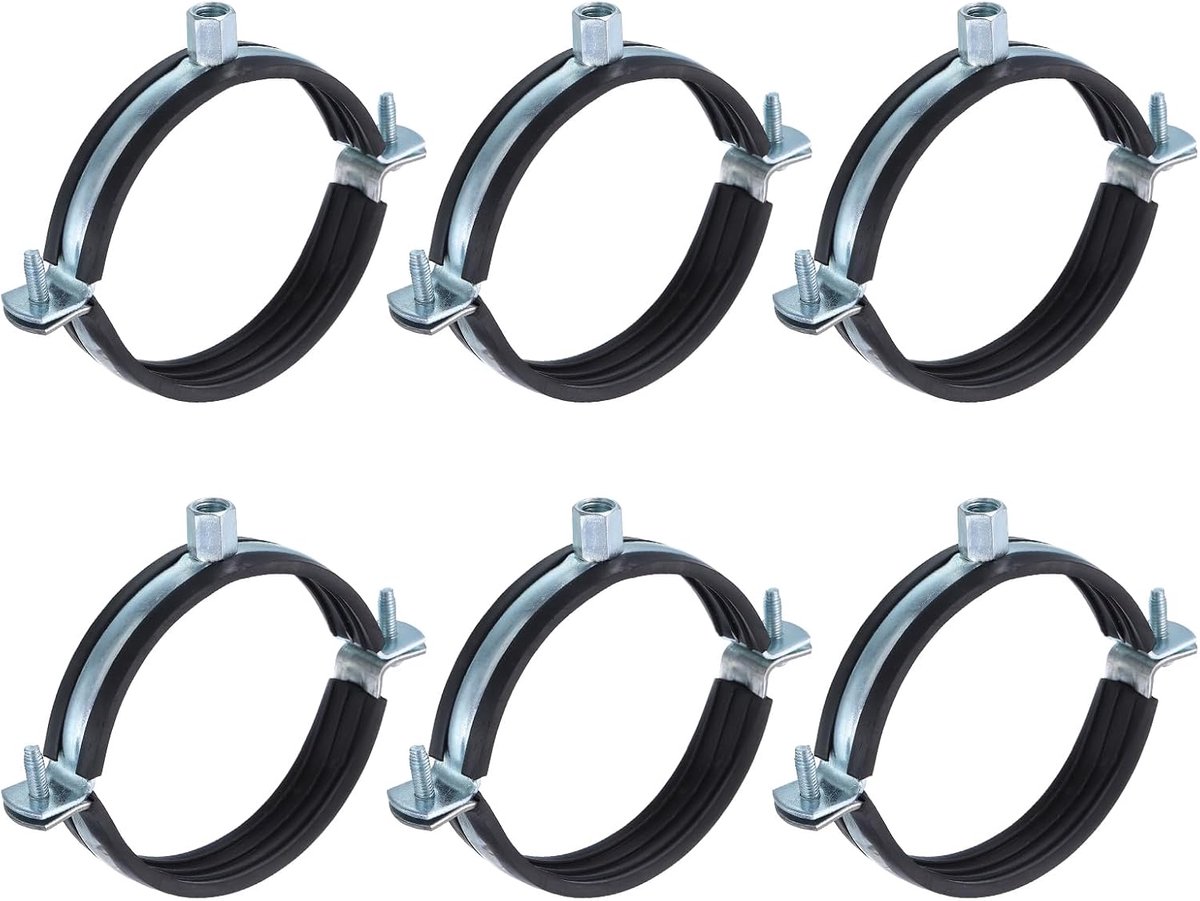 6 stuks gedeelde ringen voor buisophanging, verstelbare buishouder van 100 mm aan de muur en het plafond, buisklem voor afvoerpijp