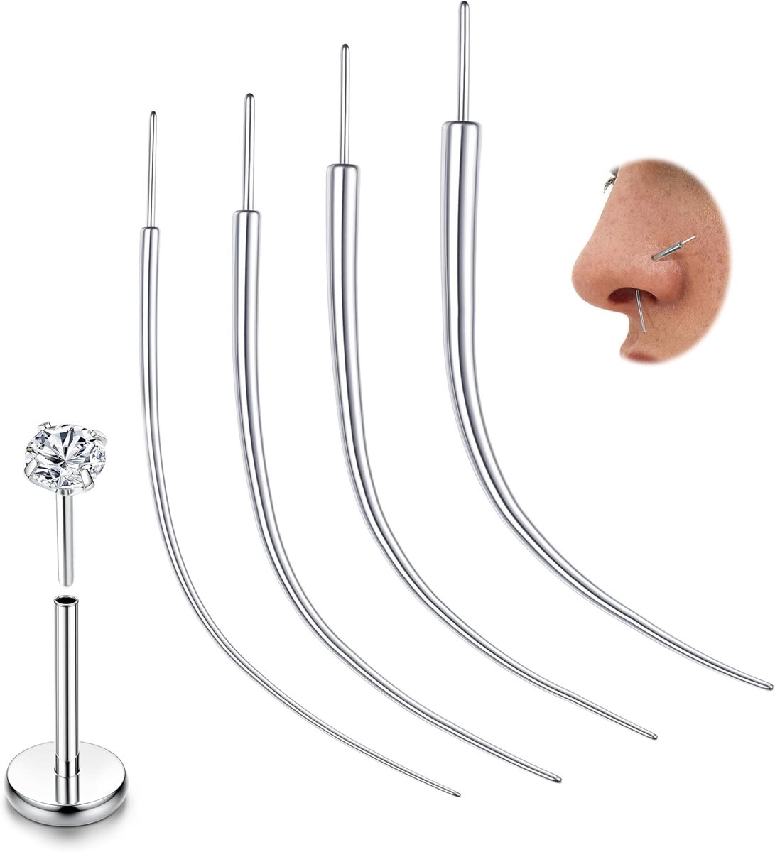 14G/16G/18G/20G Piercing Taper Titanium Piercing Inbrengtool - Oor/Neus Piercing Set - Labret Inbrengtool - Piercing Verwisselhulp voor Lip/Wenkbrauw/Navel/Tepel/Tong