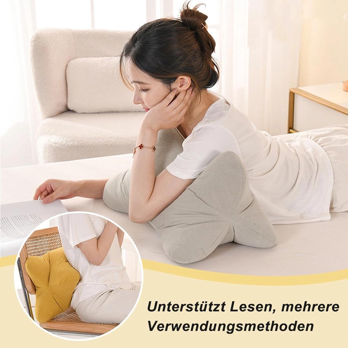 Leeskussen, leesbot, anatomisch gevormd steunkussen, leesbotten, lendensteun, flexibele ondersteuning voor boeken, lendenwervelsteunkussen om te ontspannen, voor woonkamer (blauw)