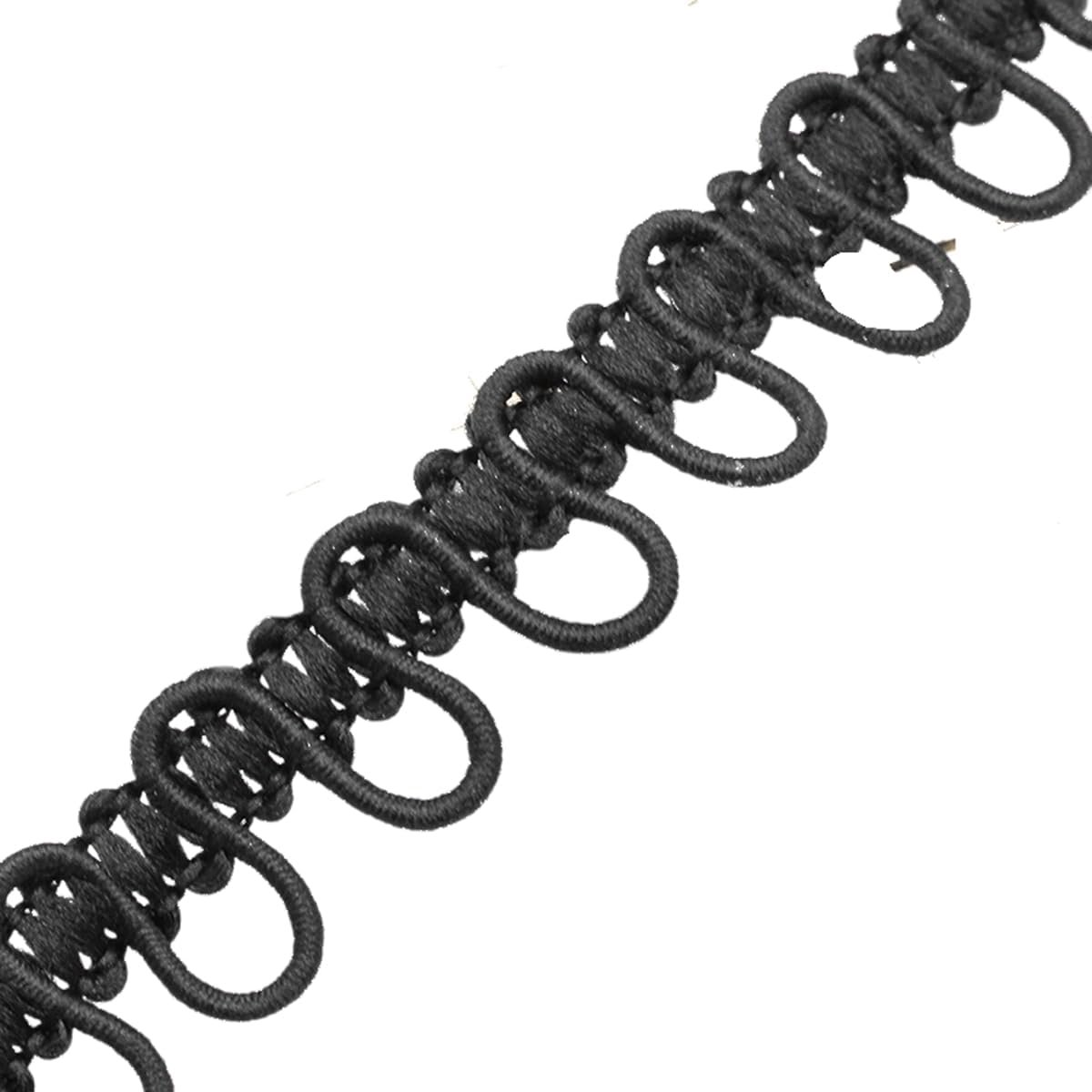 Elastisch knoopsgat 1,7 cm kanten stretch knoopsgatornament knoopsgatband vlechtboord met knooplussen naaigornament stretchband voor kostuum naaien trouwjurken DIY zwart 15,7 m