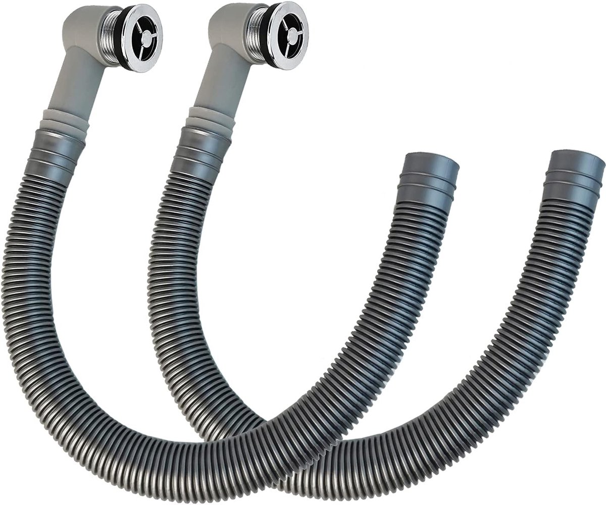 2 Set Overloop Pijp, Ronde Overloop voor Wastafel van Keramiek, Buislengte 400 mm, voor Overloopgatdiameter 29-32 mm