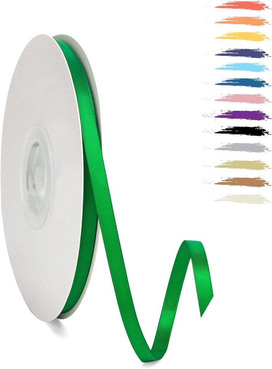 6mm Groente Satijnen Lint,95 Meters Decoratie Zijden Linten,Cadeaulint,Autolint,voor Feest, Bruiloft, Verjaardag,Valentijn Party