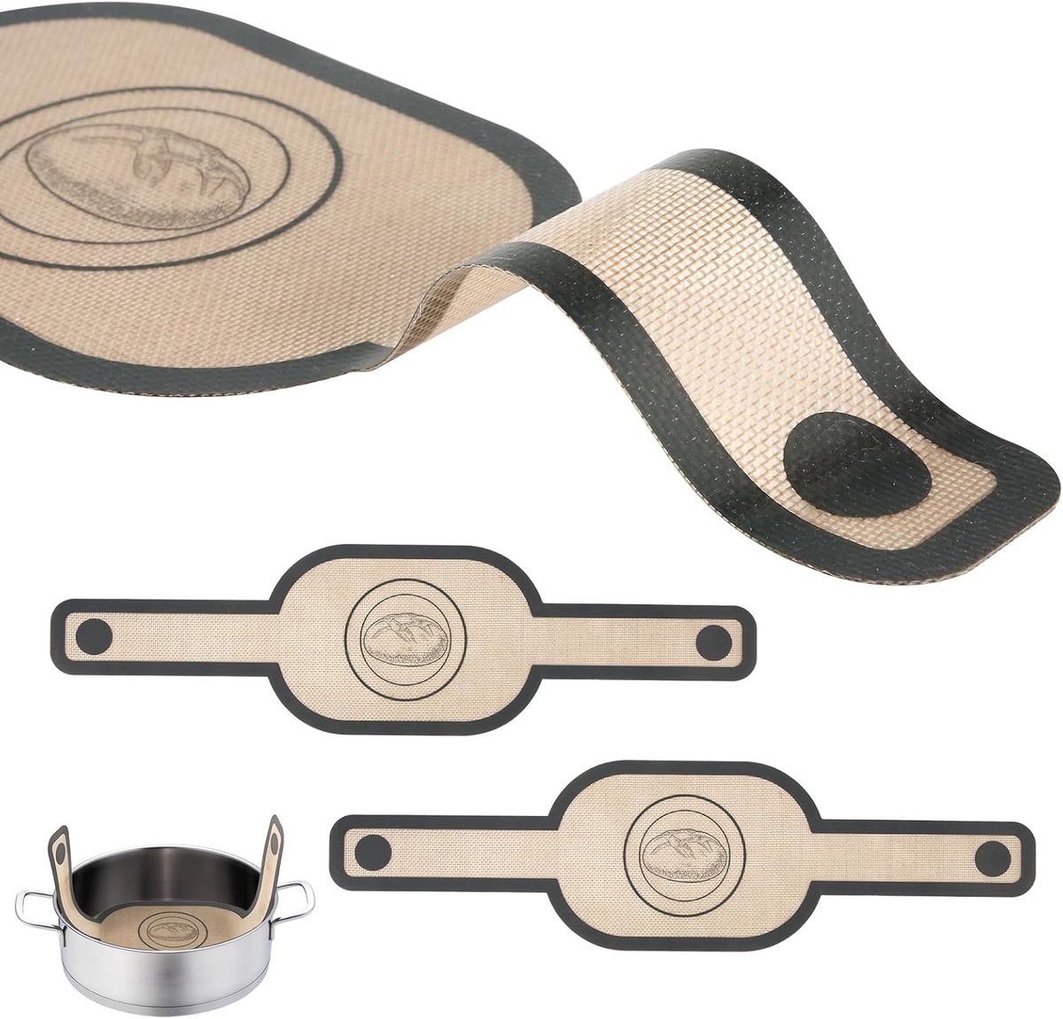 2 St Broodsling voor Dutch Oven, 21x56cm Siliconen Broodbakmat Niet-plakkerig Deegoverdracht Bakmat Broodbakbenodigdheden voor Luchtfriteuse Thuis Bakkerijen (Ovale Stijl)