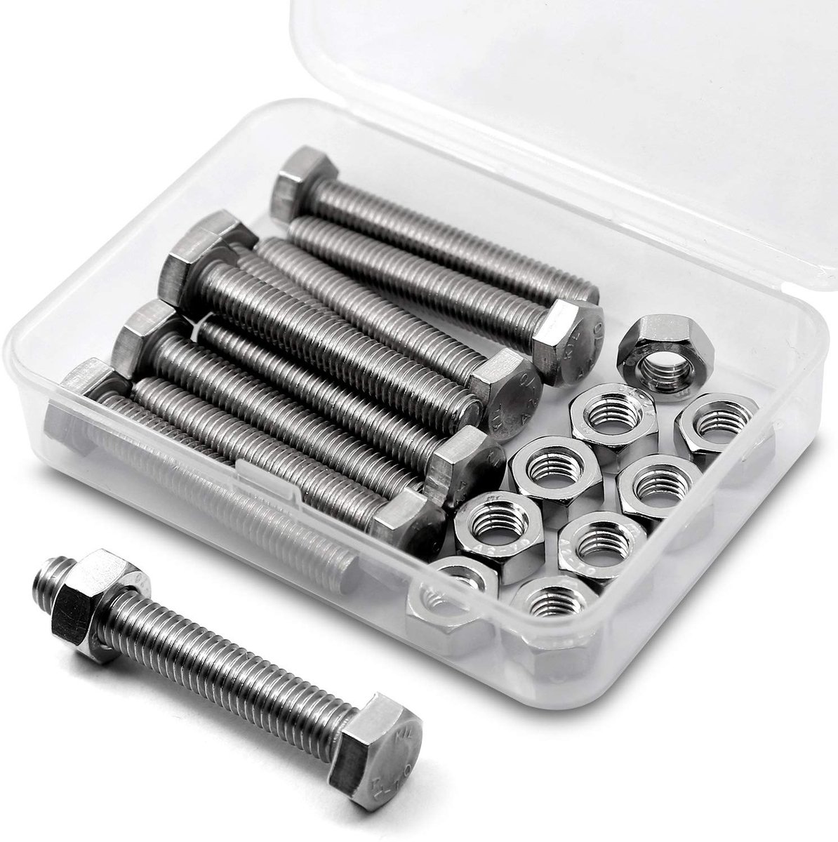 * 50mm 10 Stuks 304 Roestvrijstalen Zeskantbouten Bouten en Moeren Set, Machineschroeven
