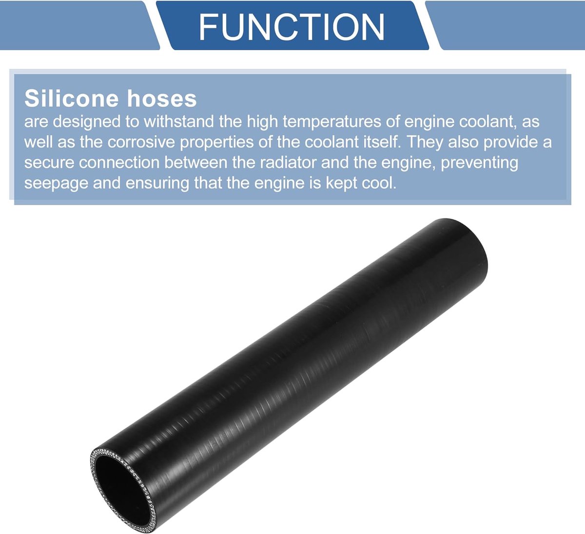 Koelslang, siliconen, zwart, 1 stuk, universeel | Binnenkant 45 mm, lengte 300 mm, temperatuur -60 °C ~ 300 °C, gekoelde vloeistof, olie, rem, antivries, universeel