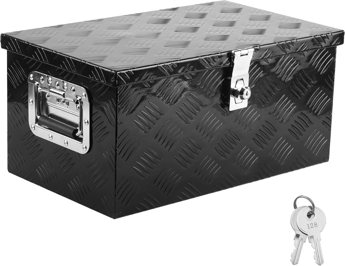 aluminium gereedschapskist 50,8x30,5x24 cm zwart transportbox afsluitbaar toolbox