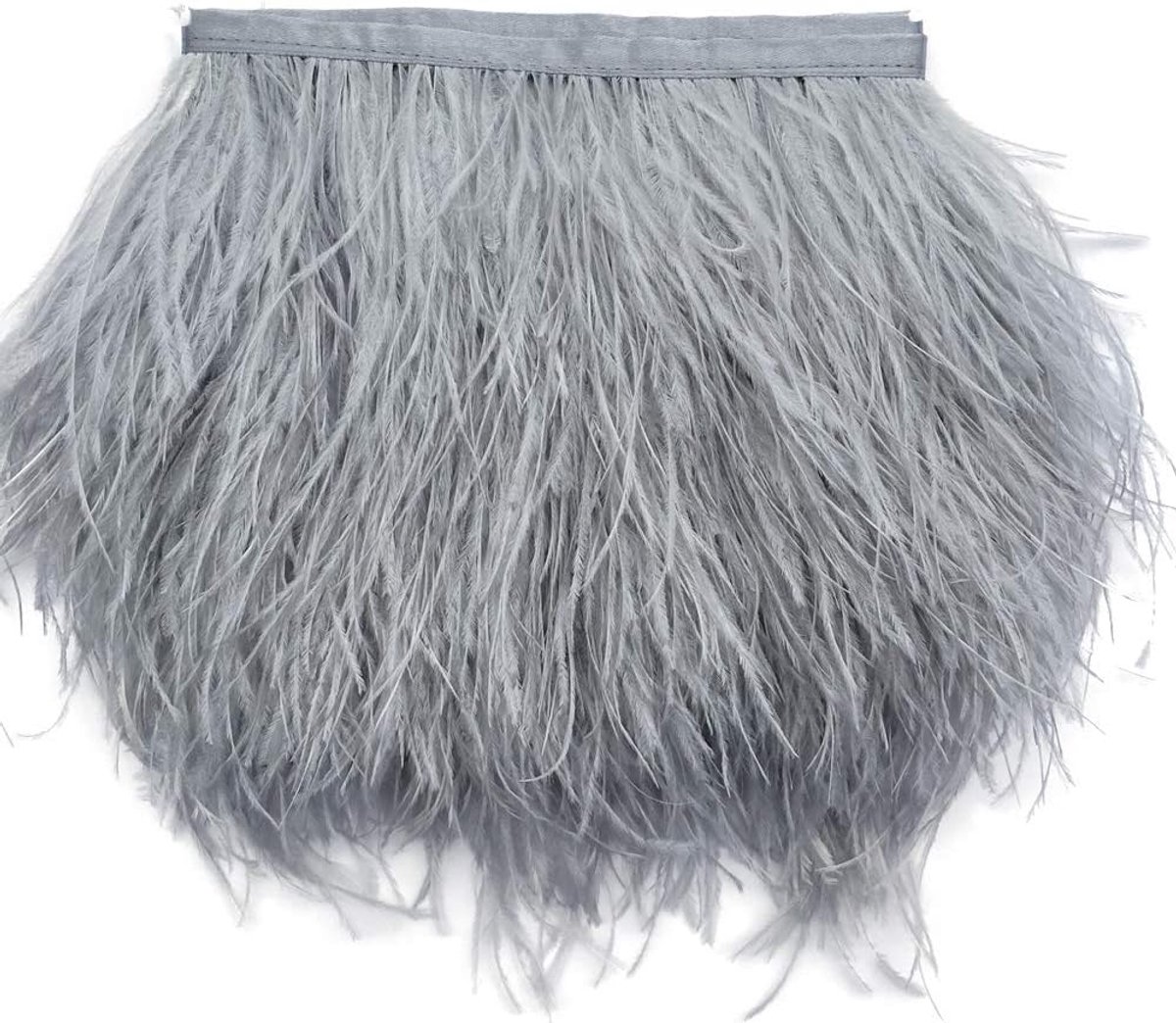 - Struisvogelveren franjes met satijnen lint - Voor naaien, handwerk, decoratie, jurk, vermomming - 1,8 m