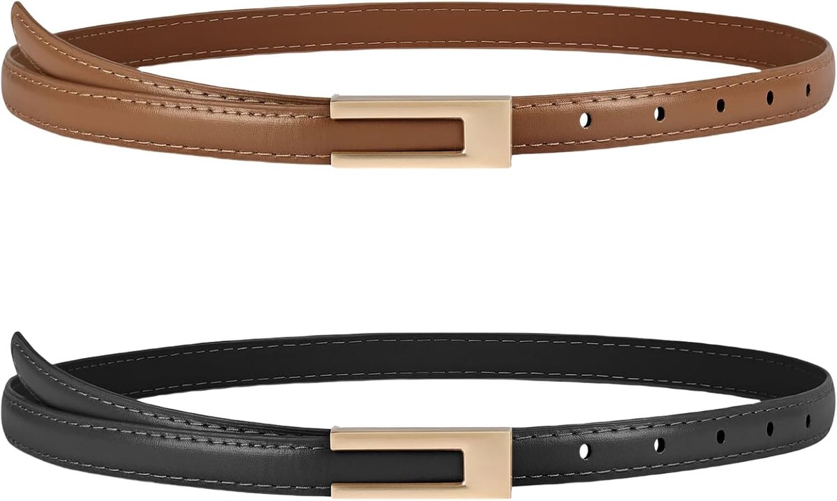 flintronic Leren riem voor dames, dunne tailleriem, skinny riem met metalen gesp, solide en decoratieve vintage riem, klassieke slanke tailleriem, verstelbare tailleband voor jeans, jurken, kostuumjas