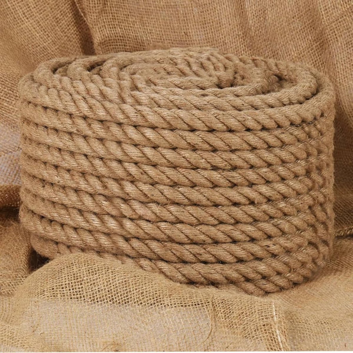 Jute touw, 25 m lang, 20 mm dik, touwen en metalen koorden