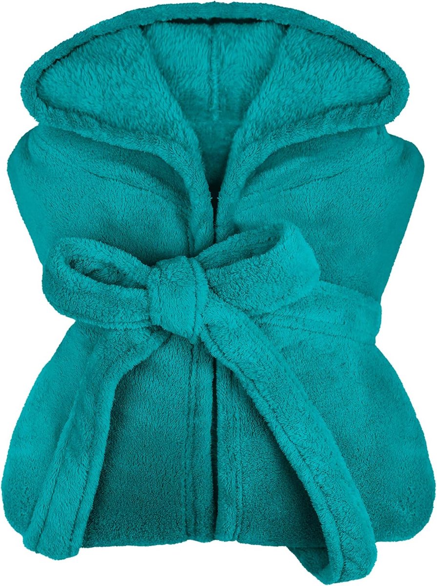 npluseins extra zachte badjas met capuchon van knuffelfleece - in moderne kleuren en verschillende maten - unisex & kuitlengte