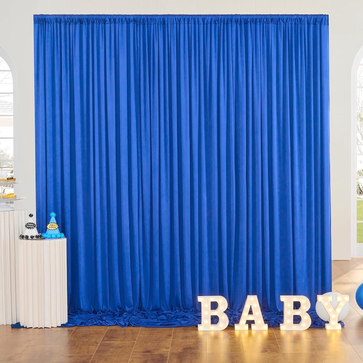 3 x 3 m Royal Blue achtergrondgordijn, decoratie bruiloft Boss Baby feest verjaardag fotowand achtergrond, 2 panelen 1,5 x 3 m kreukvrije zachte zijdeachtige Royal gordijnen voor achtergronden thuis