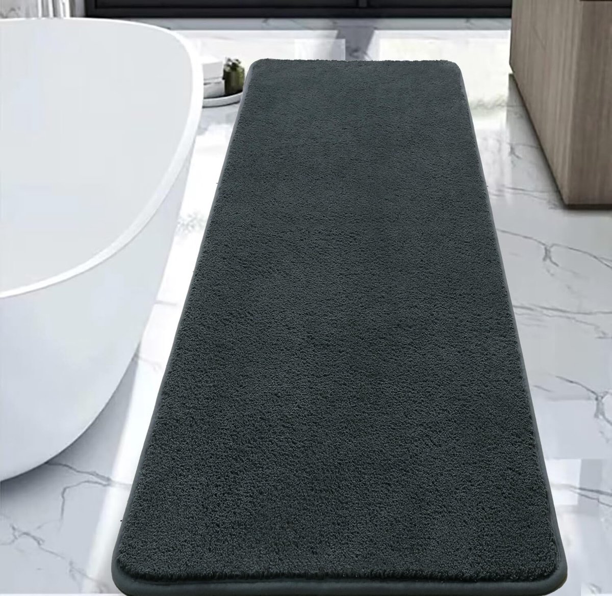Badmatten voor badkamer, ultrazachte absorberende badkamertapijten, antislip, anti-schimmel badkamermat, machinewasbaar (grijs, 50 x 120 cm)