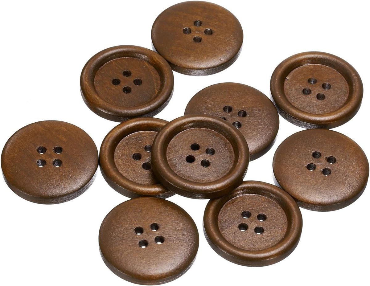 Knopen 28 mm 4 gaten ronde knopen van hout vervanging voor kleding doe-het-zelf handwerk decoratie koffie
