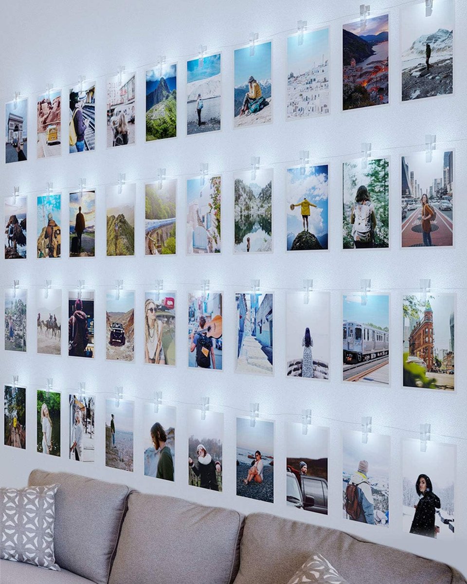 100 LED-fotoclip lichtslingers, Litogo 10M fotopin Fairy Lights met 60 clips Indoor batterij aangedreven Cooper draad opknoping String fotolijsten decoratie voor slaapkamer Wedding Party Xmas