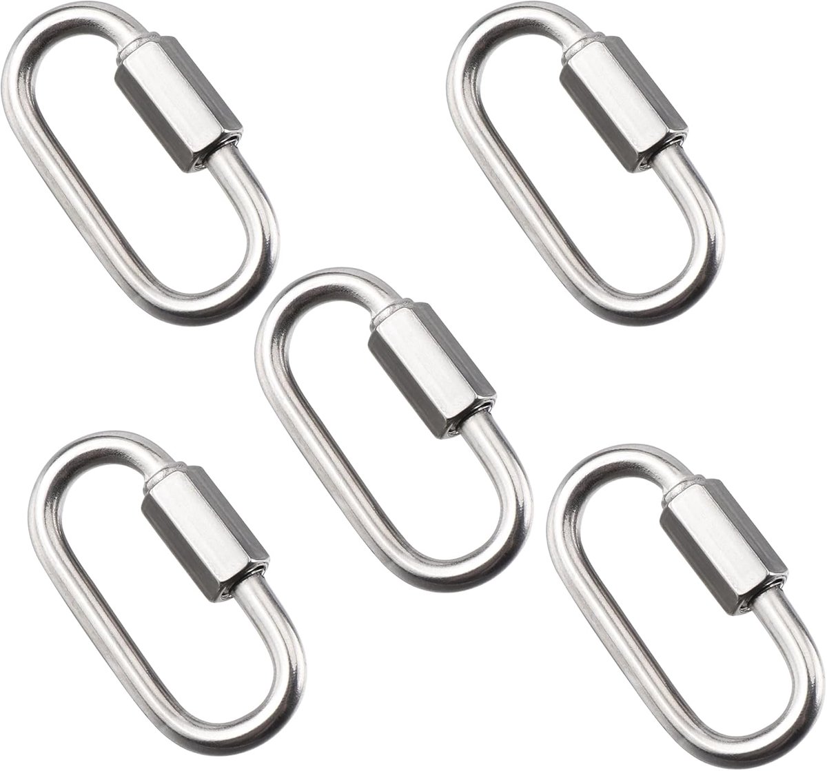 12 x Ø 4 mm roestvrij stalen schroefverbinders, snelkoppeling, karabijnhaken van roestvrij staal, robuuste ovale D-vormige sluitclips voor outdoor/binnen, kamperen en wandelen