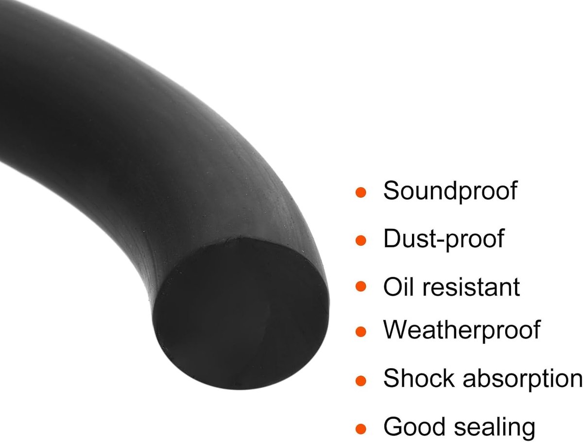 Ronde afdichtstrip van nitrilrubber, diameter 10 mm, 2 meter, lange stevige rubberen profiel-afdichtstrip voor doe-het-zelf afdichtingen