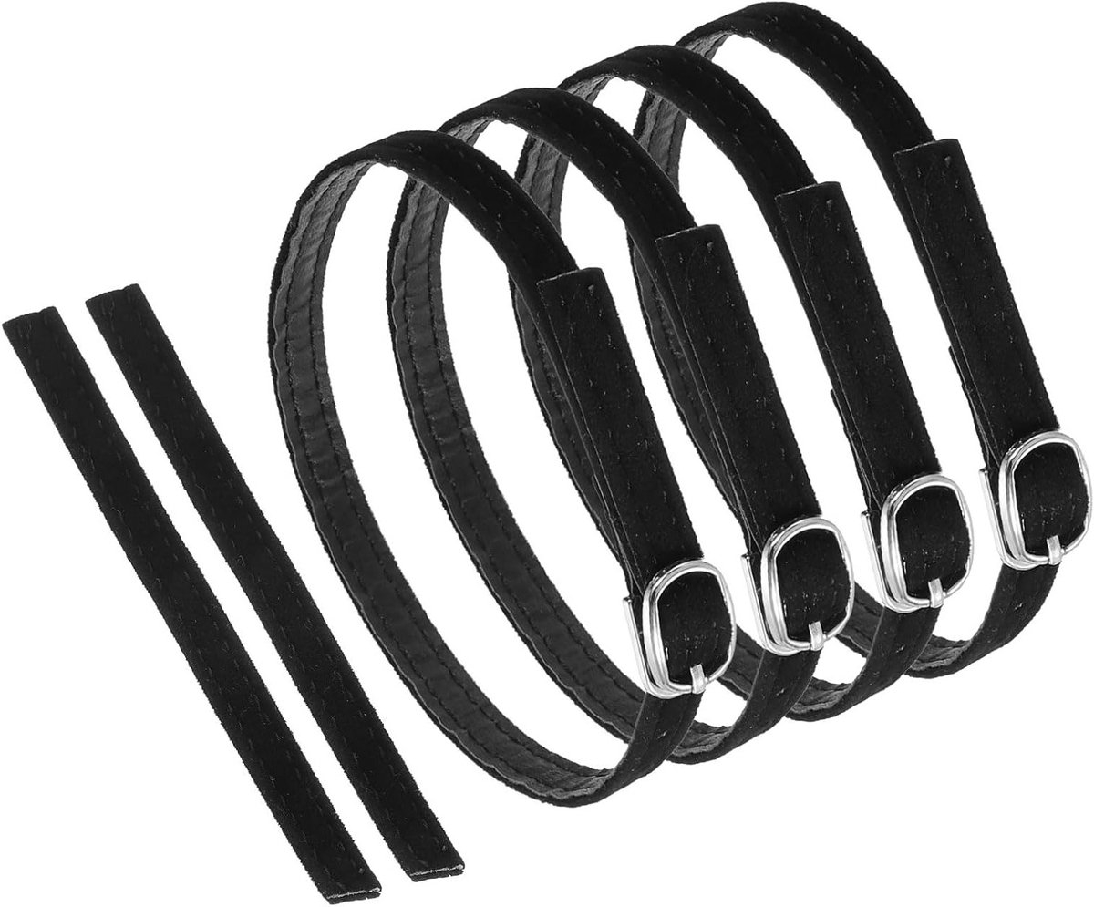 2 Paar Vervangende Enkelsluitingen voor Hakken, Verwijderbare Schoenbanden van PU Leer, Zwart Suède, Comfortabele Schoenaccessoires, Ideaal voor Feestjes en Avondkleding