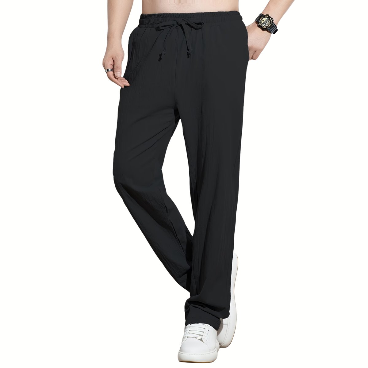 Currero Linnen Broek Heren - Zomerbroek - Volwassenen - Lange Broek - Pantalon - Strandbroek - Zomer - Ibiza Stijl - Zwart XXL