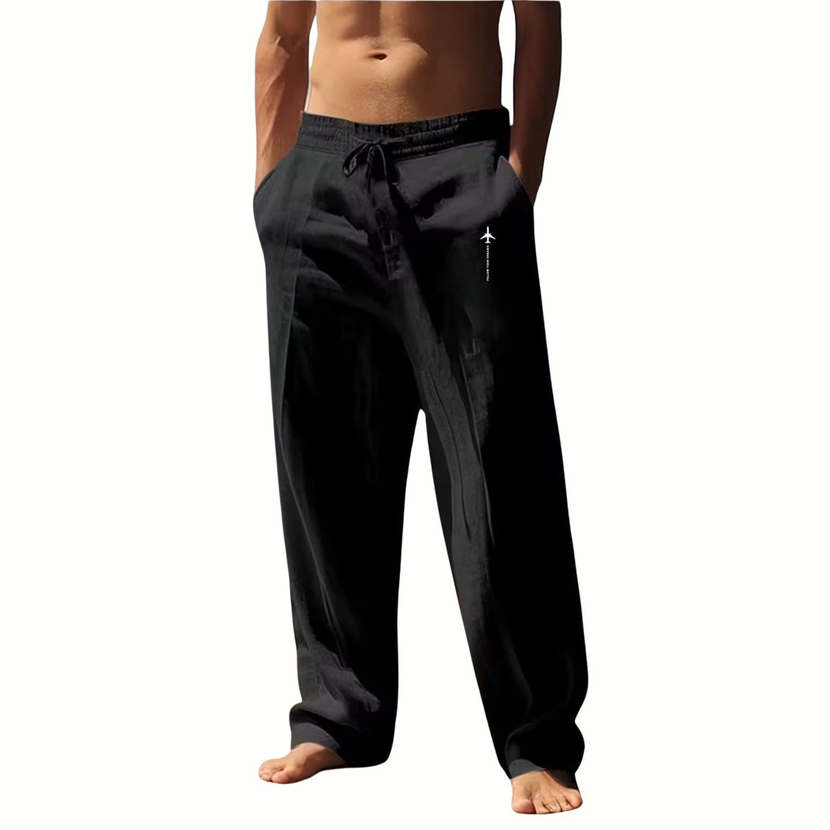 Currero Linnen Broek Heren - Zomerbroek - Volwassenen - Lange Broek - Pantalon - Strandbroek - Zomer - Ibiza Stijl - Zwart XL