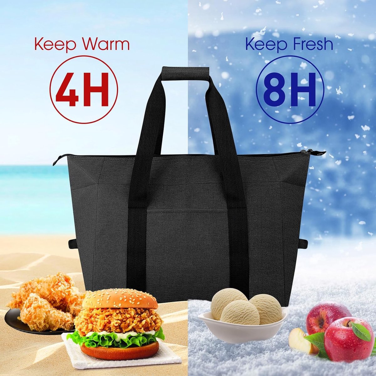 Koeltas - Oxford Weefsel - 20 Liter Inhoud - Lekvrij en Eenvoudig Schoon te Maken - Voor Picknick en Camping