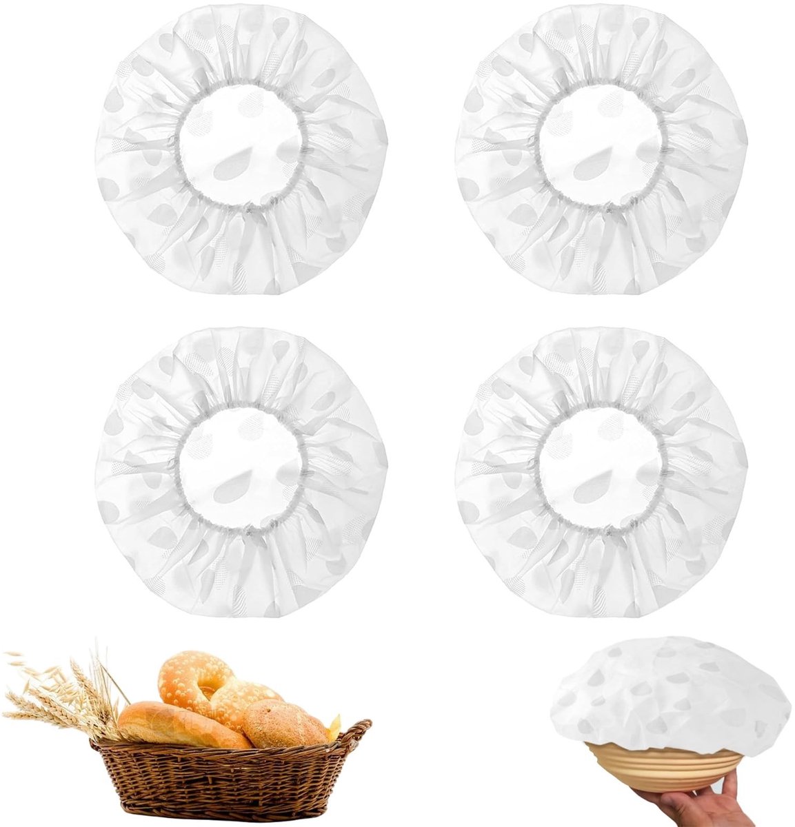 Dailygoods - 4 Stuks Broodhoezen voor Gistingsmanden - 28 cm Rond Brooddeksel